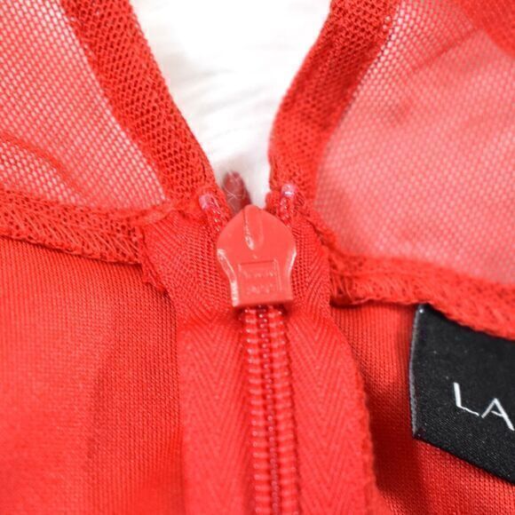 Lane Bryant Illusion Neck Midi Dress Bell Sleeve Size 20 New with Tags Color Red - Picture 9 of 9